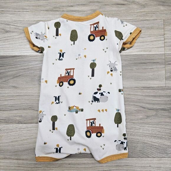 Viverano Organic Comfort Baby Boy Shortie Romper 3-6 Months Farm Tractor Animals - Picture 5 of 5